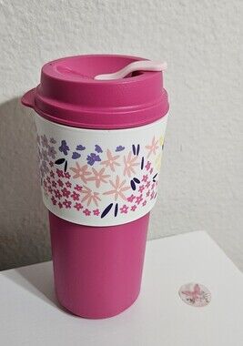 Tupperware Pink Floral Travel Mug